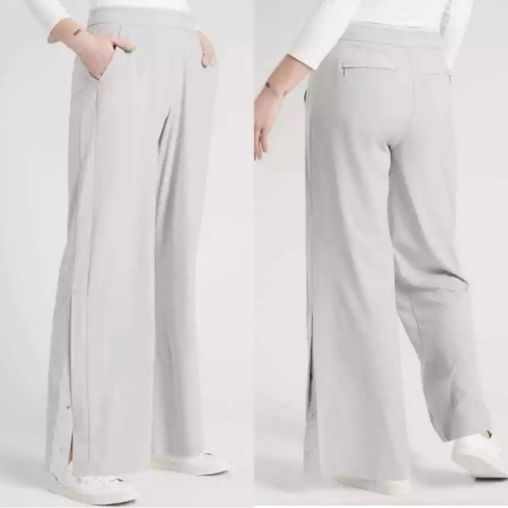 Athleta size 2 gray gramercy track trouser wide leg